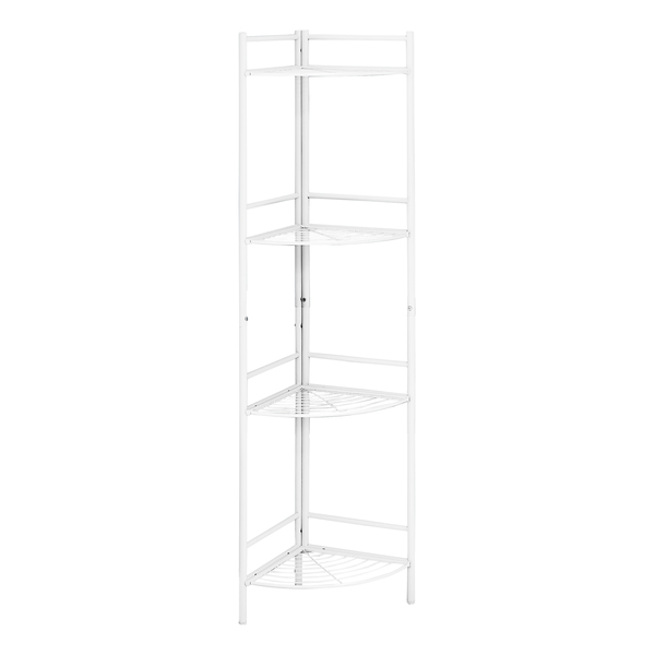 Monarch Specialties Bookshelf, Bookcase, Etagere, Corner, 3 Tier, 58"H, Office, Bedroom, Metal, White, Contemporary I 3626